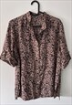 BOHO ROMANTIC CASUAL BROWN FLORAL TOP BLOUSE SHIRT L