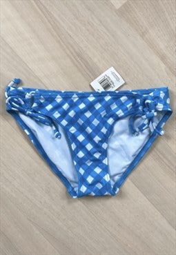 Blue Check Print Bikini Bottoms