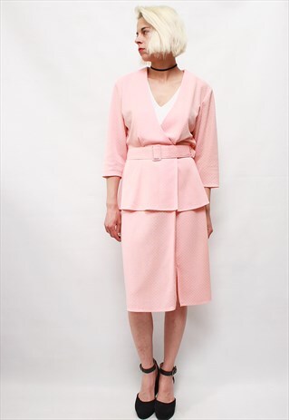 VINTAGE 60'S BEAUTIFUL AMAZING FLAMINGO PINK DOTED DRESS