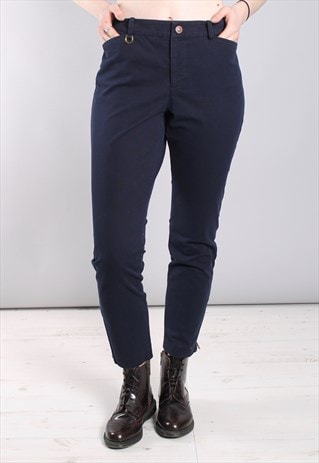 VINTAGE 90S RALPH LAUREN BLUE ZIP ANKLE TROUSERS