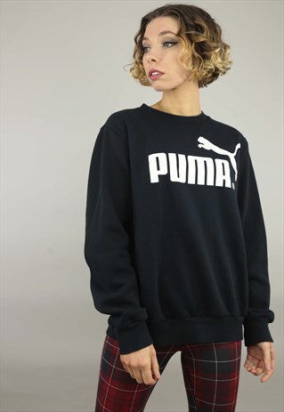 VINTAGE OVERSIZED PUMA SWEATER SWEATSHIRT BLACK