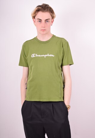 CHAMPION MENS VINTAGE T-SHIRT TOP SMALL GREEN 90'S