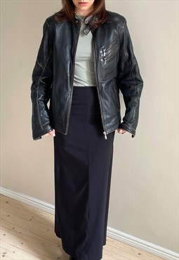 Vintage Faded Leather Racer Jacket
