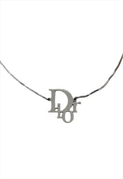 Christian Dior Necklace Silver Logo Monogram Vintage Y2K