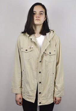 Women Dollywood UK 22 Corduroy Jacket Beige 100 Cotton