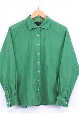 Vintage Corduroy Shirt Green Textured Long Sleeve Button Up