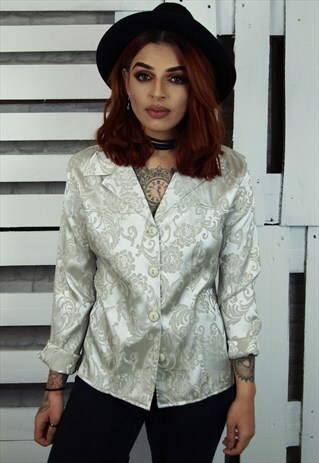BARQUE PRINT SILKY PYJAMA STYLE JACKET