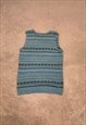 VINTAGE KNITTED SWEATER VEST ABSTRACT PATTERNED KNIT 