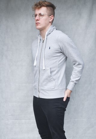 RALPH LAUREN ESSENTIAL HOODIE MARL GREY SIZE XS