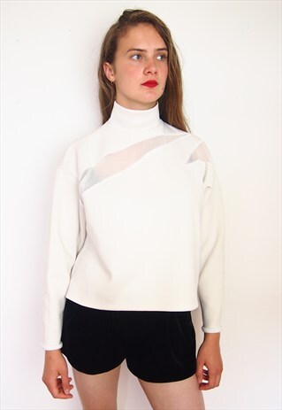 ZARA BASIC OFF WHITE TOP WITH SHEER DETAIL