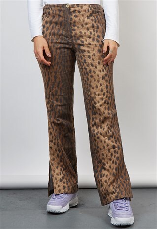 VINTAGE 90'S SPARKLE LEOPARD PRINT FLARED JEANS