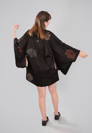 VINTAGE JAPANESE KIMONO JACKET YORU IN BLACK