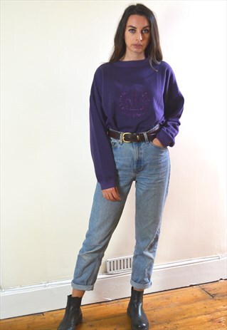 1990S VINTAGE PURPLE EMBROIDERED SWEATSHIRT