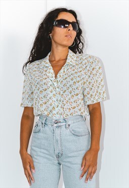 Vintage 90s Floral Print Patterned Summer Shirt