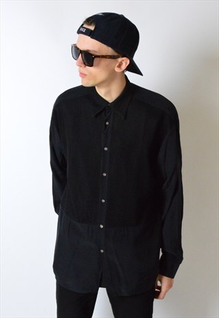 VINTAGE 90S BLACK MINIMALIST LONG SLEEVE SHIRT