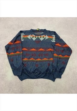 Vintage abstract knitted jumper Men's XXL