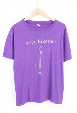 Vintage Steve Lukather T Shirt Purple With Guitar Graphic 