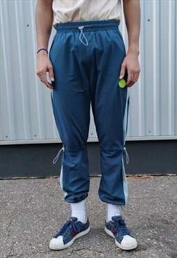 Multi beam joggers slim fit paneled stripe overalls in blue