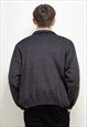 VINTAGE 90'S MEN PATTERNED WOOL CARDIGAN IN GREY