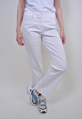 VINTAGE WHITE STRAIGHT JEANS, 80S RETRO WIDE JEANS