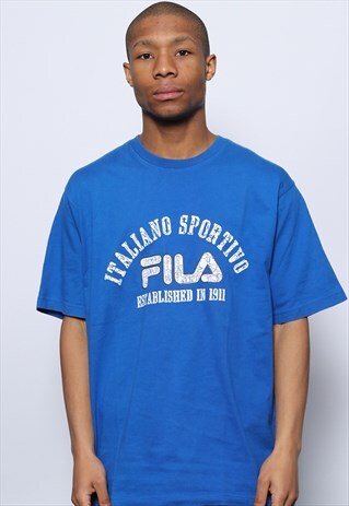 VINTAGE FILA T-SHIRT LOGO BLUE