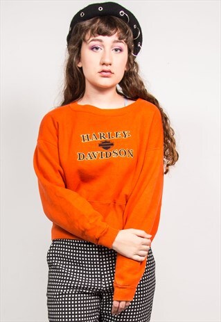 HARLEY-DAVIDSON VINTAGE 90'S ORANGE CROPPED SWEATSHIRT