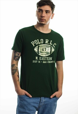 VINTAGE POLO RALPH LAUREN LOGO T-SHIRT 90S L 5.1