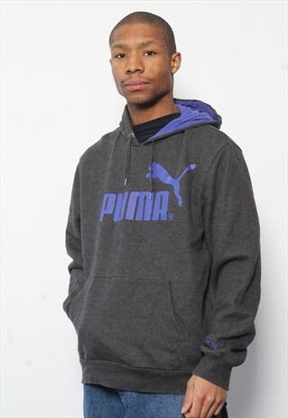 VINTAGE PUMA LOGO HOODIE GREY