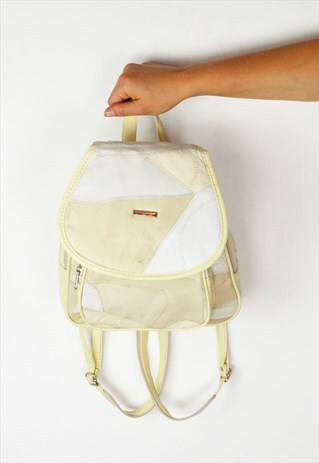 CREAM LEATHER PATCHWORK BACKPACK BAG