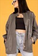 Vintage 90s Leather Jacket in Grey M