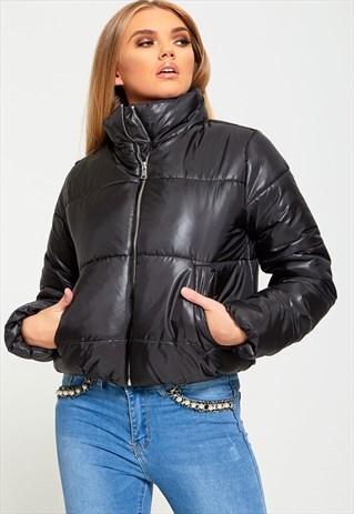 HIGH NECK CROPPED PUFFER COAT
