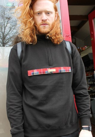 1/4 ZIP VELCRO SWEATER (SCOTLAND FLEECE STRIP)