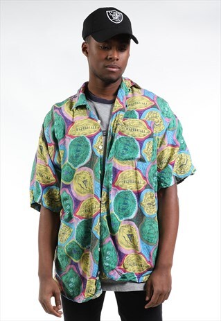 VINTAGE ABSTRACT CRAZY PRINT SHIRT