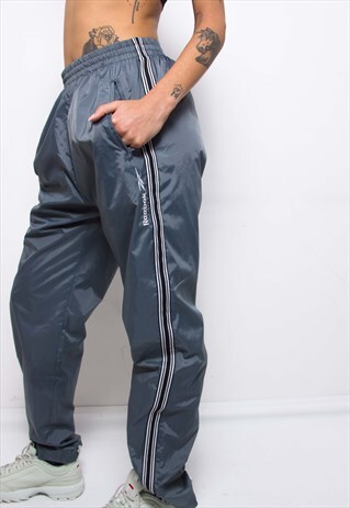VINTAGE 90S REEBOK SILVER TRACK PANTS ID:7121