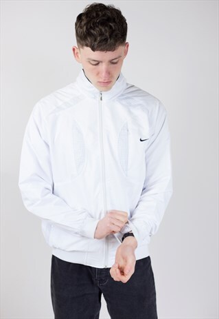 VINTAGE NIKE WHITE ZIP UP 90'S SPORTS JACKET