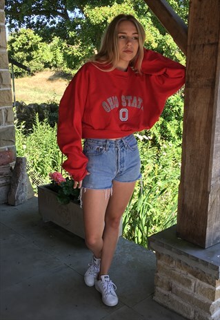 VINTAGE AMERICAN OHIO STATE LOGO CROPPED SWEATSHIRT