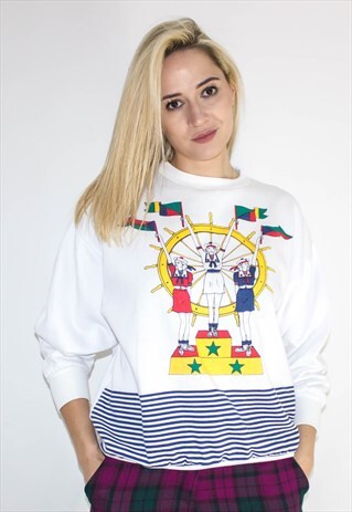 VINTAGE 90'S STRIPED NOVELTY SWEATSHIRT