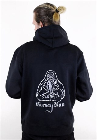 BLACK GREASY NUN ORIGINAL HOODIE