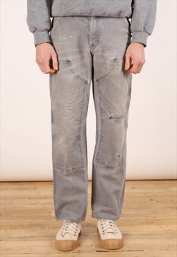 Vintage Carhartt Double Knee Carpenter Pants Men's Grey