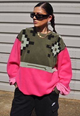 Vintage Y2K reworked Nike crazy pattern pink panel fleece 