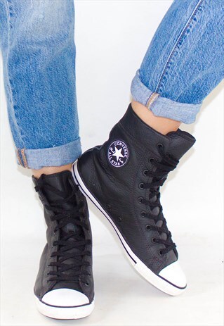 RETRO BLACK LEATHER HI-TOP CONVERSE