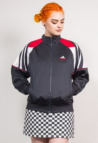 VINTAGE 90'S DARK GREY ADIDAS TRACKSUIT JACKET