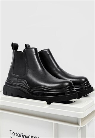 Small Platform heel boots black high ankle grunge shoes