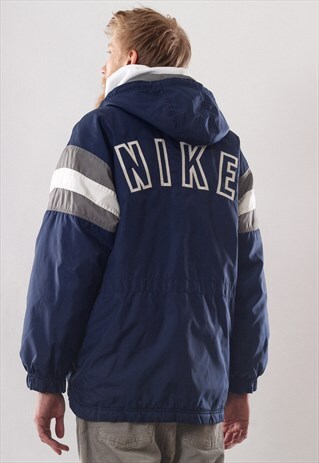 VINTAGE MENS NIKE BIG LOGO WINTER WINDBREAKER JACKET COAT
