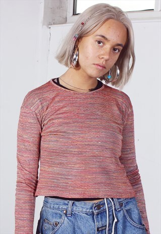 VINTAGE MISSONI MULTI COLOUR STRIPED TOP