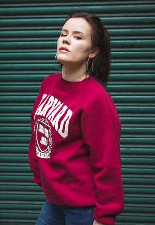 VINTAGE MAROON JUMPER WITH SPELLED OUT HARVARD & LOGO