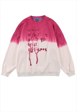 Tie-dye sweatshirt washed out gradient jumper in pink cream