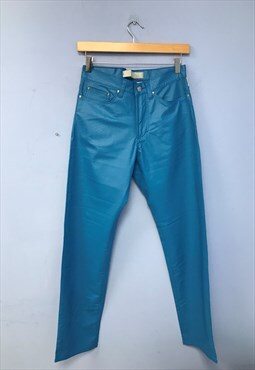 Versace Jeans Couture Trousers Blue Snake Faux Leather