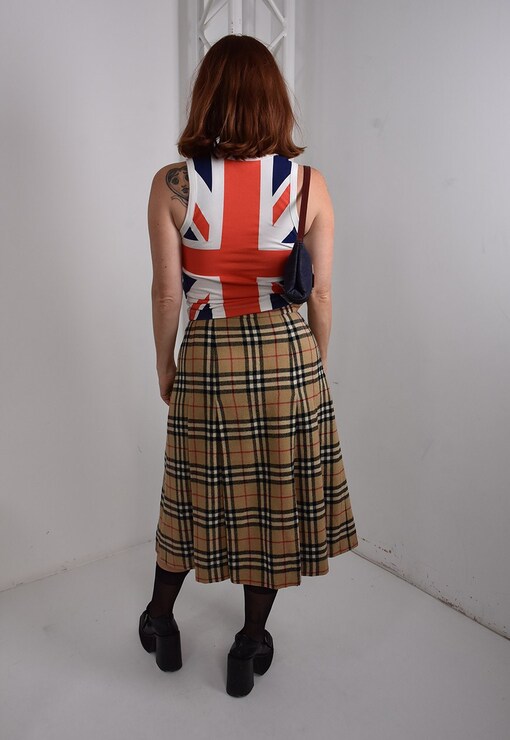 Real Burberry Nova Check Skirt - UK 6 - Blue 17 Vintage Clothing