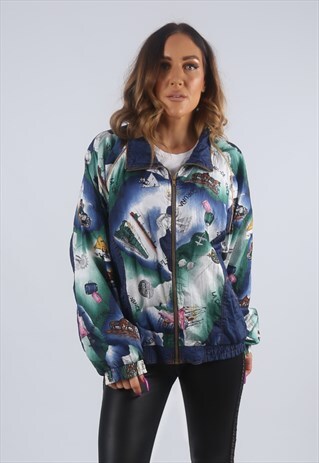 VINTAGE SHELL BOMBER JACKET OVERSIZED FITTED UK 14 (CK2I)